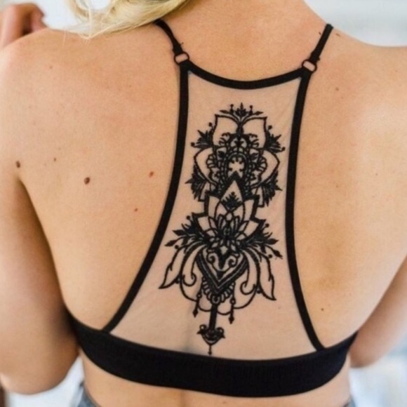 BLACK | Tattoo mesh bralette - Picture 4 of 8